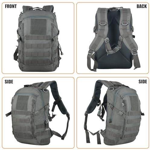 Small Tactical Backpack 12L Molle Bag Rucksack Army Daypack Military Daypack for Outdoor,Hiking (Grey) - color: Grey