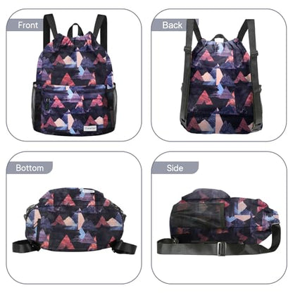 Waterproof Drawstring Backpack Sports Gym Sackpack with Mesh Pockets Water-Resistant String Cinch Beach Bag for Men Women - color: Print - Mount