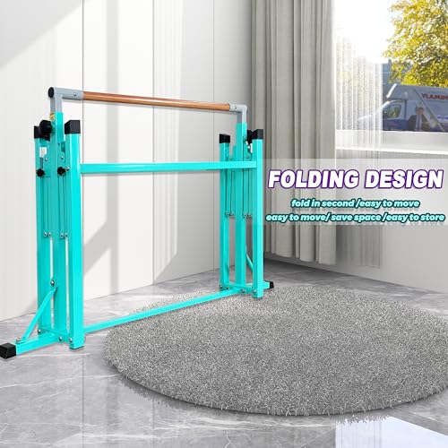 Marfula Gymnastic Bar For Kid and Teenage of 3-25, 5Ft/8 FT Base Length 4Ft Width 5Ft Adjust Height, Gymnastic Kip Bar For Gymnast, Gymnastic Training Equipment For Professional Training Home Club Use - color: Bar With Mat-Cyan (5 Ft Base)