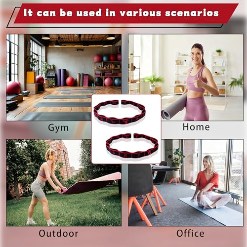 2PCS Elastic Yoga Stretching Strap with 12 Loops Stretch Resistance Exercise Bands for Yoga,Pilates,Dance,Rhythmic Gymnastics,Physical Therapy,Ballet Couple Style - color: Black,Black