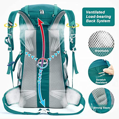 HOMIEE 50L Hiking Backpack Travel Bag Waterproof Camping Rucksack with Rain Cover Lightweight Backpacking Backpack - color: Green