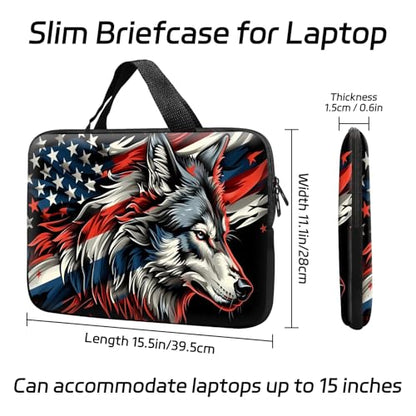 14 15 15.4 15.6 inch Laptop Handle Bag Computer Bag, Pouch Holder Notebook Sleeve Cover Soft Case Compatible for Dell,Lenovo,Toshiba HP, Asus Notebook-Flag Wolf - color: Flag Wolf