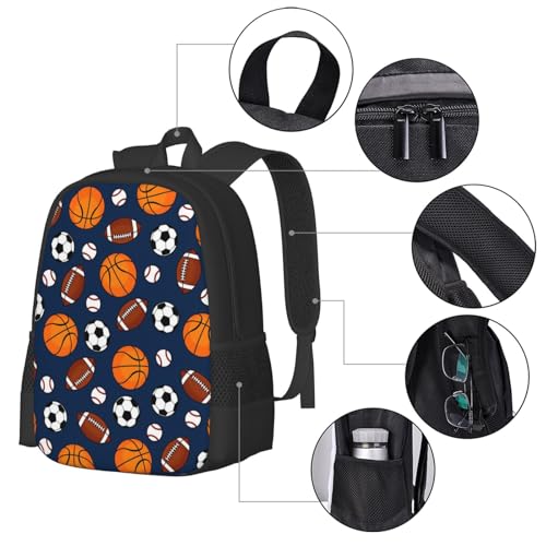Baseball,Football,Basketball,Soccer,Football Backpack Laptop Travel Bag Adjustable Backpack Print Daypack for Men Women 16.5 In - color: Style 7