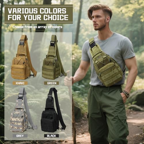 Tactical Backpack for Men, Waterproof Military Sport Bag Pack Crossbody Sling Backpack Tactical Bag for Every Day Carry, Green - color: Green