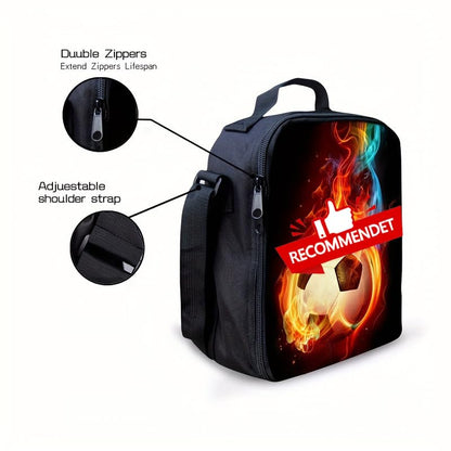 3PCS Soccer Backpack Set, 16" Lightweight Football Daypack, Soccer Ball Print Casual Laptop Backpack for Travel Camping Work (style-4) - color: Style-4