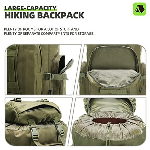 100L Camping Hiking Backpack,Molle military Tactical rucksack backpack,Waterproof Lightweight Hiking Backpack - color: Armygreen