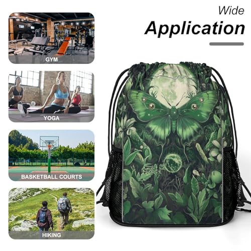 Magical Moth Drawstring Backpack Gym Bag With Shoe Compartment String Bag Sport Beach Swimming Sackpack For Women Men - color: Magical Moth