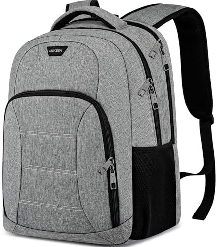 Laptop Backpack for Men Women, Large School Backpacks for Teens Boys Girls, 17.3 Inch Water Resistant High School College Students Bookbags, Computer Bag Gift for Men & Women, Grey - color: Grey, size: 17.3 Inch