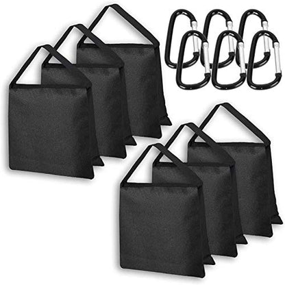 EMART Upgraded Heavy Duty Sandbag, Photo Video Studio Weight Bag Saddlebag Design for Photography Light Stand Tripod, Umbrella Base, Camping, Pop up Tent, Fishing Chair - 6 Pack - color: black, size: 6 Sandbags