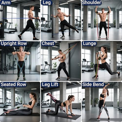 Readaeer Resistance Bands, Exercise Bands for Working Out, Work Out Bands with Handles for Men and Women for Indoor and Outdoor Sports
