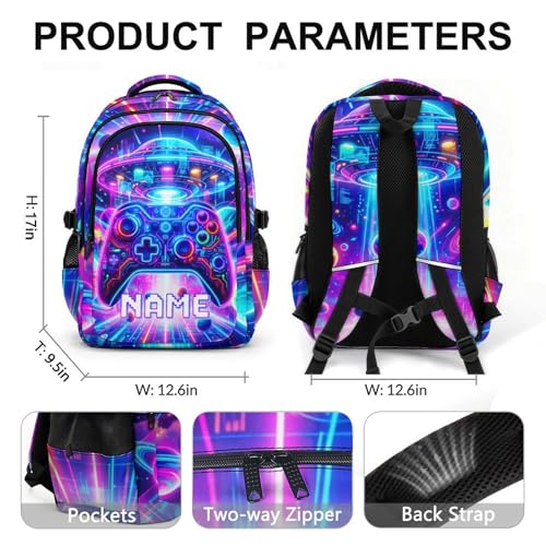 Boys Backpack Personalized Gamer Backpacks for Kids Teens Adults, Large Cool Custom Gaming Bookbag for Elementary Middle High School - color: Yellow