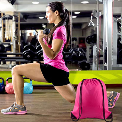 KUUQA 8Pcs Drawstring Backpacks - Bulk Gym Sport Travel Bags - color: 8 Colors