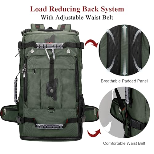 WITZMAN Travel Backpack for Men Large Duffle Luggage Bag Fit 17 Inch Laptop Carry On Bags for Airplane (B681 Army Green) - color: Army Green