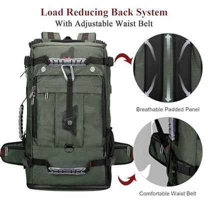 WITZMAN Travel Backpack for Men Large Duffle Luggage Bag Fit 17 Inch Laptop Carry On Bags for Airplane (B681 Army Green) - color: Army Green