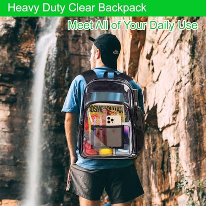 gxtvo Clear Backpack, Heavy Duty Transparent Bookbag, See Through Backpacks for Women Men | Heavy Duty - color: Black 2