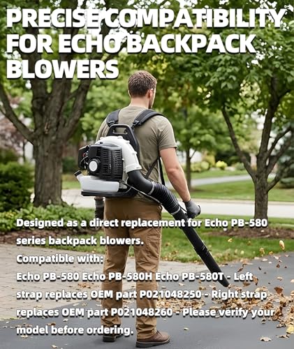 P021048250 P021048260 Backpack Blower Shoulder Straps Left & Right – Replacement Harness for Echo PB-580 PB-580H PB-580T – Ergonomic Design for Comfort & Durability – 2 Pack (1 Left + 1 Right) - color: Black, style: P021048250/P021048260