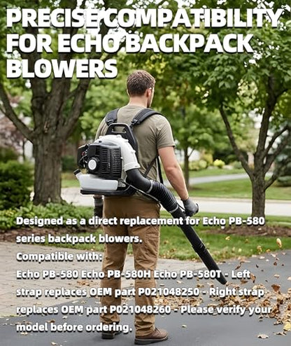 P021048250 P021048260 Backpack Blower Shoulder Straps Left & Right – Replacement Harness for Echo PB-580 PB-580H PB-580T – Ergonomic Design for Comfort & Durability – 2 Pack (1 Left + 1 Right) - color: Black, style: P021048250/P021048260