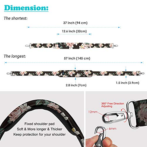 ZINZ Bag Shoulder Strap, Padded Adjustable Shoulder Strap Replacement - color: Dark Rose, size: 57"