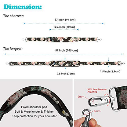 ZINZ Bag Shoulder Strap, Padded Adjustable Shoulder Strap Replacement - color: Dark Rose, size: 57"