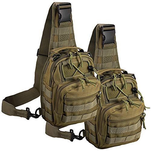 Tactical Shoulder Bag,1000D Outdoor Military Sling Daypack Backpack - color: 2 Pack Green and Green