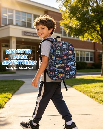 CAMTOP Kids Backpack for Boys, Preschool Toddler Backpack Kindergarten School Bookbag for Age 3-8(Monster Truck) - color: 0025 Monst Truck