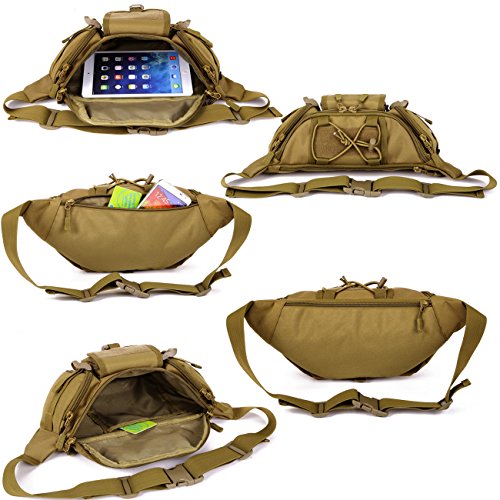 CREATOR Tactical Waist Pack Military Fanny Pack Outdoor Army Waist Bag Large Waist Pack for Daily Life Cycling Camping Hiking Hunting Fishing Black - color: Black