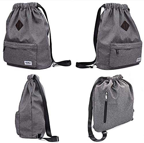 KAUKKO Drawstring Sports Backpack Gym Yoga Bag Shoulder Rucksack for Men and Women (4-GREY) - color: 4-grey