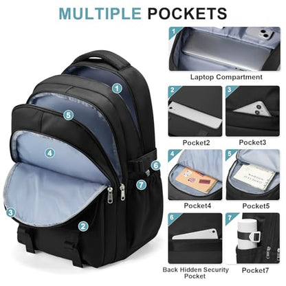 Preppy Black Middle School Backpack for Teens Girls Boys Waterproof Backpack with Lots of Pockets College Backpacks for Women Men Cute School Bag for Students - color: A1-black