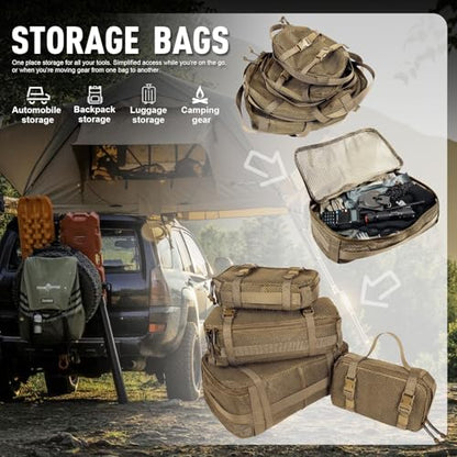 4 Set Tactical Packing Cubes ，Compressible Mesh Duffle Storage Bag,Portable Edc Molle Pouch Organizer. - color: CB