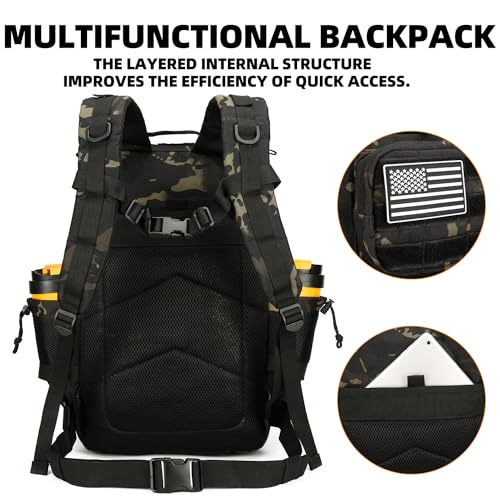 Lovelinks21 25L Tactical Backpack for Men and Women Military Backpack Small Assault Pack Molle Backpack Bug Out Bag Travel Rucksack Daypack (Black Camo) - color: Black Camo
