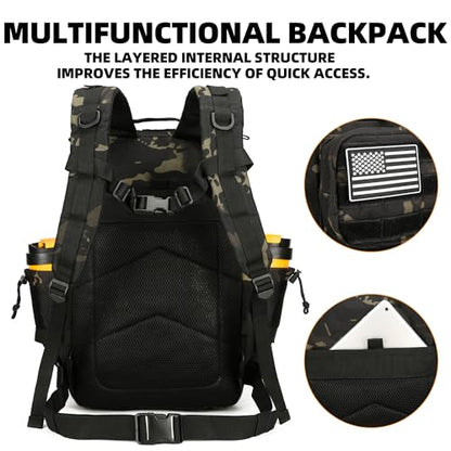 Lovelinks21 25L Tactical Backpack for Men and Women Military Backpack Small Assault Pack Molle Backpack Bug Out Bag Travel Rucksack Daypack (Black Camo) - color: Black Camo