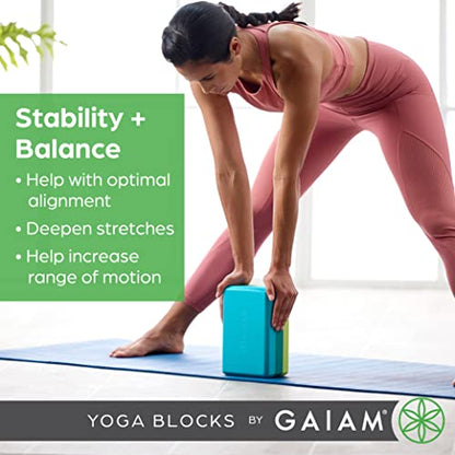 Gaiam Yoga Block - Supportive Latex-Free Eva Foam - Soft Non-Slip Surface with Beveled Edges for Yoga, Pilates, Meditation - color: Indigo Ink, style: 1 Block