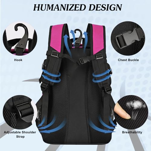 LARIPOP Basketball Backpack Large Basketball Bag with Ball Holder & Shoe Compartment for Adults Men Women - color: Pink