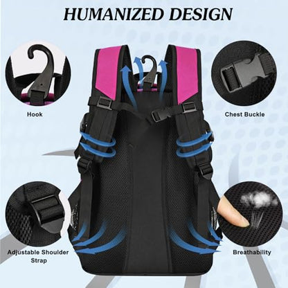 LARIPOP Basketball Backpack Large Basketball Bag with Ball Holder & Shoe Compartment for Adults Men Women - color: Pink