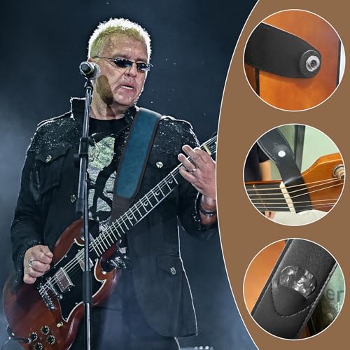 Guitar Straps for Electric Guitar Bass, Smooth Guitar Strap, 3" Wide Padded Straps with 3D Sponge Filling, Comes with 4 Picks + 2 Strap Locks + 1 Headstock Tie + 1 Tie Rope, Blue - color: Smooth Blue
