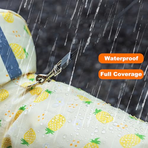 Junchl Small Dog Raincoat Rainboots with D-Ring, Full Coverage Dog Rain Jacket Slicker Poncho, Waterproof Dog Rain Jacket with Reflective Strip, Rainboot, Tail Cover Strawberry M - color: Strawberry, size: M:Back 12"(5-8lb)