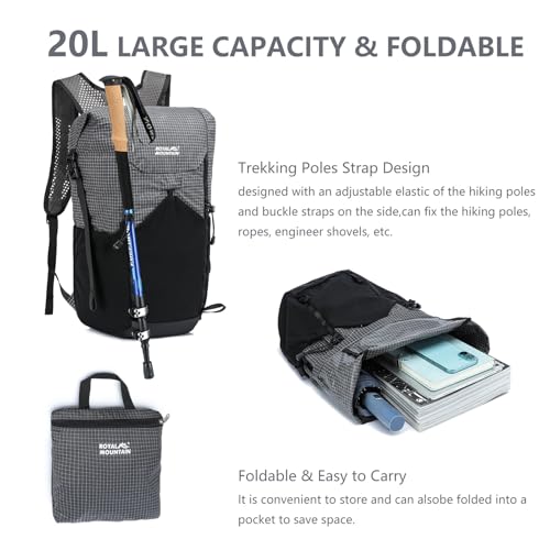 20l Hiking Backpack For Women&Men, Water Resistant Daypack Backpacks, Foldable & Packable Hiking Backpack, Lightweight Small Daypack For Travel Camping (Grey) - color: Grey