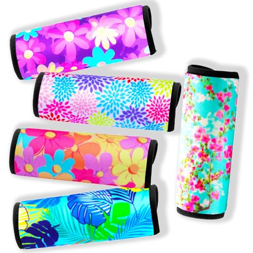5 Pack Neoprene Luggage Handle Wraps for Suitcase Travel Luggage Tags/Identifiers/Marker/Grips - color: MixedColors001