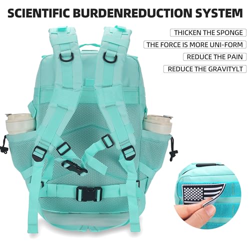 Lovelinks21 45L Tactical Assault Backpack 3 day assault pack with Molle Waterproof backpack Rucksack for Tactical Backpacks (Mint Green) - color: Mint Green