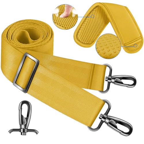 ZINZ 60 Inch Shoulder Strap with Removable Ultra-Thick Pad, Adjustable Buckles Shoulder Crossbody Strap for Luggage Bag - color: Yellow