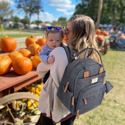 RUVALINO Diaper Bag Backpack-Expandable Baby Bag with up to 50% Capacity -Baby Essentials Bag with Changing Pad Insulated Bottle Holders & Pacifier Case, Waterproof, Dark Gray XL - color: Dark Gray