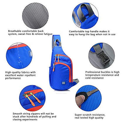Peicees Small Sling Backpack Waterproof Unisex Shoulder Bag Chest Crossbody Daypack - color: Turquoise, size: Small