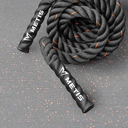 METIS Battle Ropes – Durable Fitness Ropes for Strength Training, 30ft/40ft/50ft Options – Ideal for Home Workouts & Gyms with Anti-Fray Handles - size: 50ft, style: 2 inch