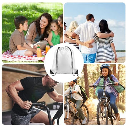 KUUQA 2 Pcs White Drawstring Backpack Drawstring Bag Bulk Sports Cinch Bags String Backpack Storage Bags for Gym Traveling - color: White