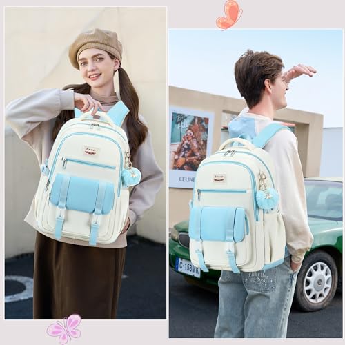 School Backpack for Teen Girls College Backpacks for Women Students Bookbag Large 15.6 Inch Laptop Bags Kids Kindergarten Elementary Middle School Bag Anti Theft Daypack Travel Back Pack Blue - color: Blue