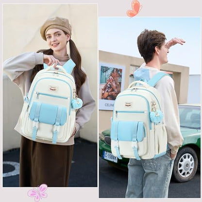 School Backpack for Teen Girls College Backpacks for Women Students Bookbag Large 15.6 Inch Laptop Bags Kids Kindergarten Elementary Middle School Bag Anti Theft Daypack Travel Back Pack Blue - color: Blue