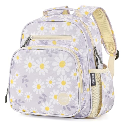 mibasies Toddler Backpacks for Girls 2-4: Little Kid Bookbag for Preschool Prek Daycare Daisy Gray - color: Daisy Gray, style: Toddler-12"h(not Fit Folder)