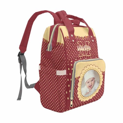 Newcos Custom Photo Diaper Backpack with Name for Mom Baby, Personalized Baby Diaper Bag Water Bottle, Customized Nursing Bags Tote Mommy Bag for Newborn Wife Women Travel Birthday Mother Day Red - color: Patten 16