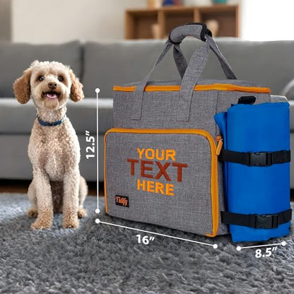 Customized Dog Travel Bag - You Name It and We Make It, Your Own Personalized Pet Travel Bag, Make It Special for You and Your Pet. (Light Grey) - color: Personalized Grey Dog Bag