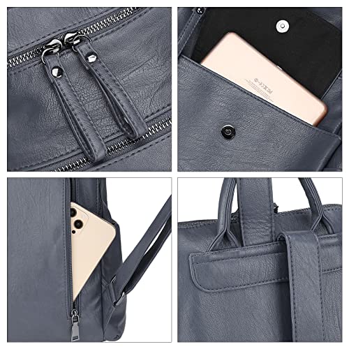 Uromee Backpack Purse for Women Vegan Leather Ladies Fashion Travel Shoulder Bag Convertible - color: 240 Grey